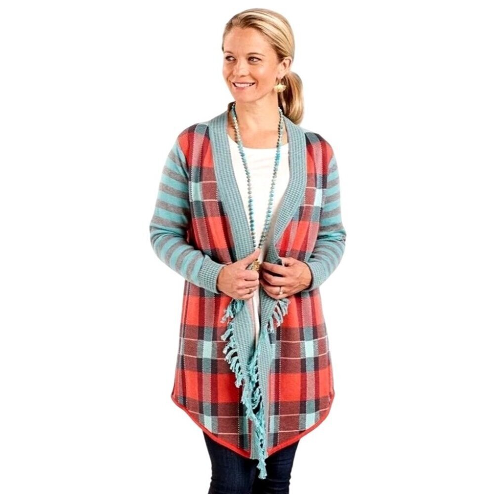 Matilda Jane Sweater‎ Women XS Red Blue Once Upon A Time Steadfast Cardigan